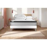 Pack lit complet - matelas 140x190 cm + sommier tapissier  lattes (en kit) + 2 oreillers + couette - ...