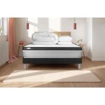 Pack lit complet - matelas 200x200 cm + sommier tapissier � lattes (en kit) + 2 oreillers + couette - ...