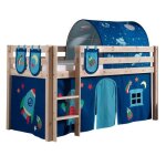 Lit enfant surlev - paris prix - pino astronaute ii - beige - tente et tunnel inclus - 3 pochettes