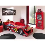 Pack - paris prix - lit enfant voiture rouge - armoire 1 porte pompe  essence - mdf - 2 ans et plus
