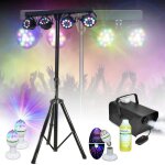 Pack lumi�re complet pied support 6 jeux de lumi�res projecteurs par astro - machine � fum�e - produit ...