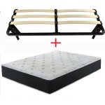 Pack luxe matelas + sommier 160x200 cm � lattes sur pieds - cadre � lattes en kit
