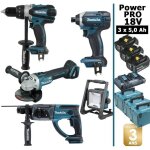 Pack de machines outil - makita - power pro 18v: perceuse 91nm ddf458 + meuleuse 125mm dga504 + perforateur ...