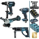 Pack de machines outil - makita - power pro 18v: perceuse 91nm ddf458 + perfo 2j dhr202 + meuleuse 125mm ...