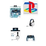 Pack manette ps4 manette bluetooth bleu camouflage 3. 5 jack + casque gamer blanc ps4 - ps5 playstation ...