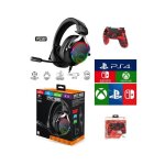Pack de manette et casque gamer - ps4 - manette bluetooth rouge camouflage - son surround 7. 1 - casque ...