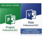 Pack logiciel - microsoft - project 2021 pro - visio 2021 pro - windows 10 / 11 - tlchargement