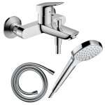 Pack mitigeur bain douche m�canique hansgrohe logis + flexible isiflex + pommeau croma select e ecosmart ...