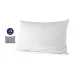 Pack doreillers - moelleux - 50x70 cm - 1 oreiller + 2 taies - gris clair - confort moelleux