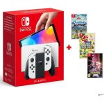 Console portable - nintendo - switch oled - �cran oled - support ajustable - 3 jeux inclus