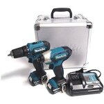 Pack doutils - makita - clx224x - perceuse - visseuse et cl  chocs - 2 batteries 12v 15ah - coffret ...