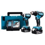 Pack perceuse visseuse et visseuse  chocs dlx2289tj 18v 2x5ah li - ion avec coffret makpac3 makita