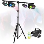 Pack pied portique lumi�re party light & sound 4 jeux lumi�res gobos strobe astro machine fum�e 400w ...