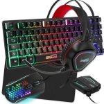 Pack pro gamer amstrad legends 6 pices: clavier, souris, tapis, casque, convertisseur compatible pc ...