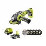 Pack ryobi meuleuse dangle brushless 18v one + r18ag7 - 0 - 1 batterie 2. 5ah - 1 chargeur rapide - kit ...
