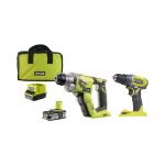 Pack ryobi perceuse visseuse 18v one plus r18dd2 - 0 - marteau perforateur 18v one + r18sds - 125s - ...