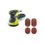 Pack ryobi ponceuse excentrique �lectrique ros300 - 300w - 125mm - 10 disques abrasifs - 125mm - grain ...
