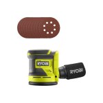 Pack ryobi - ponceuse excentrique rros18 - 0 - 18v one + - sans batterie ni chargeur - 10 disques abrasifs ...