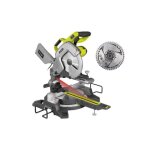 Pack ryobi scie  onglet radiale lectrique ems254l - 2000w - 254mm - lame carbure - sb254t48a1