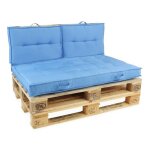 Pack salon de jardin palettes et cousinage bleu - oviala Pack salon de jardin palettes et cousinage bleu - oviala