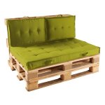Pack salon de jardin palettes et cousinage vert kaki - oviala