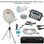 Pack satellite camping - fransat - srt 7407 - parabole pliable 60 cm - trépied aluminium - kit coaxial ... Pack satellite camping - fransat - srt 7407 - parabole pliable 60 cm - trépied aluminium - kit coaxial ...