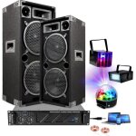 Pack sono 2000 + 3 jeux de lumiere - 2 enceintes 1000 + 1 ampli sono + cable + 2 projecteurs parled181 ...