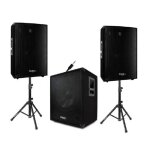 Pack sono 2000w cube1512 + 2 pieds enceintes + cables pc enceintes pa sono dj led light bar club sport ...