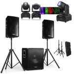 Pack sono 2000w ibiza sound - caisson 800w - 2 enceintes 600w - 1 lyre beam dmx rvbb lmh250 - rc - mariage ...
