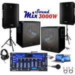Pack sono 3000w avec 2 caissons 800w - 2 enceintes 700w - 1 table de mixage ibiza djm102 - bt - 2 pieds ...