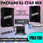 Pack sono 600w total + ampli pls1250 + 2 enceintes 300w pa dj sono mix led light soir�e familiale bar ...
