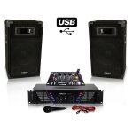 Pack sono ampli + enceintes 500w + table de mixage