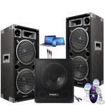 Pack sono dj 2800w cube 1512 avec caisson - enceintes + c�bles + jeux de lumi�res led
