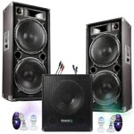 Pack sono dj 4300w cube 1512 avec caisson + encentes + cables hp et pc + jeux de lumi�re strobo led pa ...
