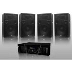 Pack sono dj ampli 1600 w + 4 hp 600w - ibiza sound - dj - 675 - s - bass reflex - noir