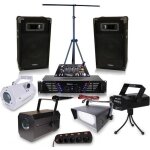 Pack sono + jeux de lumi�res - ibiza - amp - 300 - s / star 10 / 250 - 2x240w max - 2 enceintes 250w ...