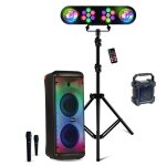 Pack sono dj enceinte 600w sur batterie usb bluetooth mooving electro - sound600 - pied lumi�re portique ...
