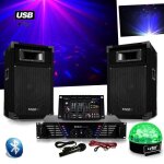 Pack sono dj300 ampli + enceintes 500w + table de mixage usb bluetooth + astro sixmagic led rvb