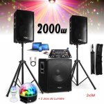 Pack sono ibiza sound 2000w - caisson 800w - 2 enceintes 600w - table de mixage dj21usb - 2 jeux de lumi�re ...