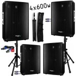 Pack sono ibiza sound 2400w total - 4 enceintes 600w - 2 pieds supports enceintes - c�bles - soir�e - ...