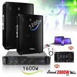 Pack sono ibiza sound 2800w total 2 enceintes 2x600w - ampli ventil� 2x800w - t�ble de mixage - c�blage ...