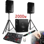 Pack sono ibiza sound caisson 800w - 2 enceinte 600w - pieds - contr�leur dj numark partymix2 - soir�e ...