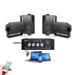 Pack sono maison magasin hifi 4 enceintes + 1 ampli usb bluetooth institue de beaut� salon de coiffure ...