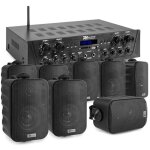 Pack sonorisation 4 zones - power dynamics - 400 watts - bluetooth - 8 enceintes noires - lecteur mp3 ...