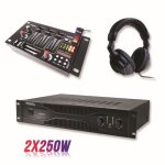 Pack sonorisation amplificateur 500w sa500 + table de mixage 4 voies 7 entr�es + casque
