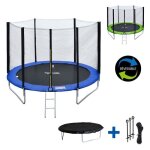 Pack premium trampoline 245cm r�versible bleu / vert canberra + filet �chelle b�che et kit dancrage
