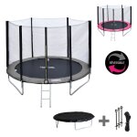 Pack premium trampoline 245cm r�versible gris / rose canberra + filet �chelle b�che et kit dancrage