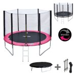 Pack premium trampoline 305cm r�versible rose / gris adela�de + filet �chelle b�che et kit dancrage