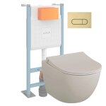 Pack wc suspendu vitra sento lin mat + bti autoportant v - fix core + plaque round or bross