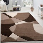 Paco home cr�ateur tapis moderne g�om�trique motif d�coupe des contours en brun cr�me beige 200x290 cm ...